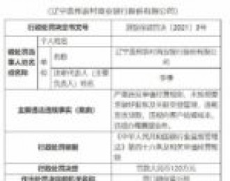 辽宁盖州农商行因违规放贷等被罚120万元