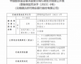 云南镇沅农商银行被罚145万：因信贷管理不到位等