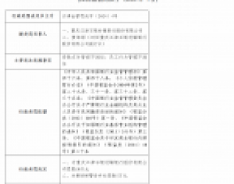 重庆江津石银村镇银行被罚60万：因贷款支付管控不到位等